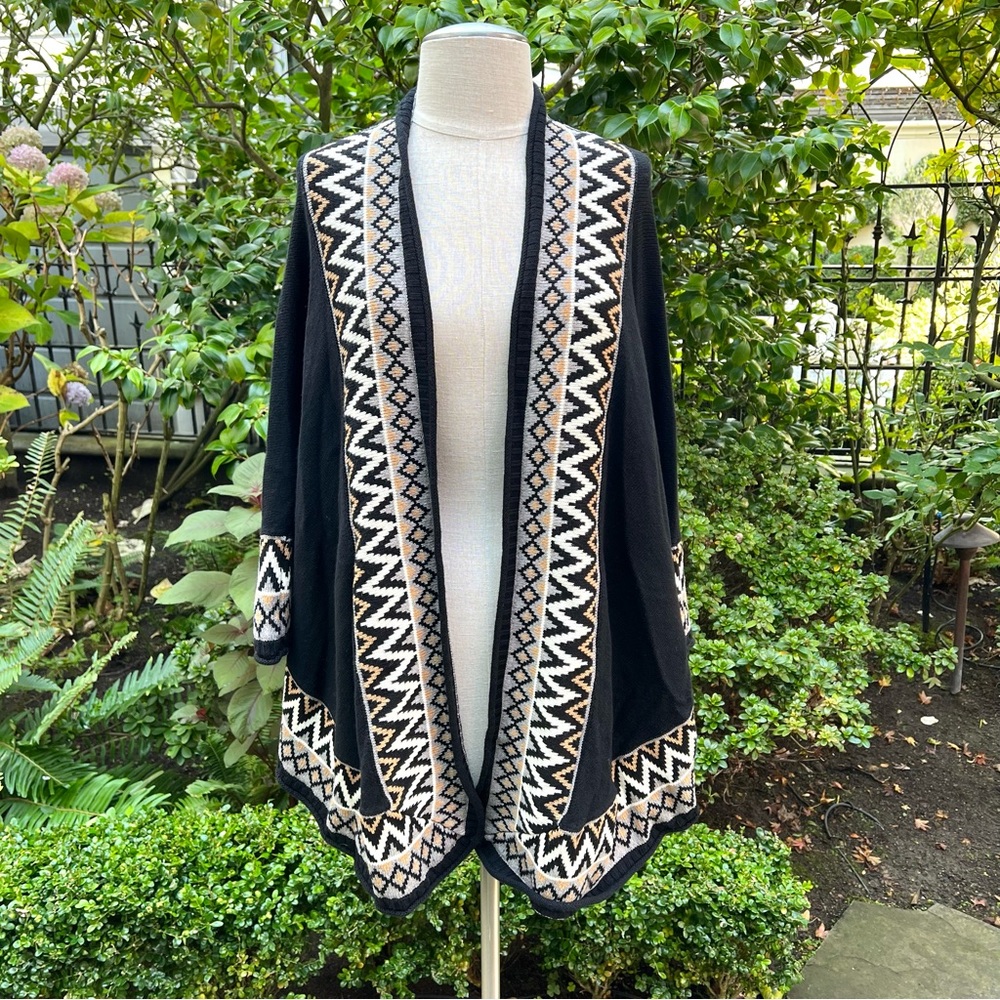 Ella Moss Nadeen Jacquard Poncho Sweater Sz XS/S
